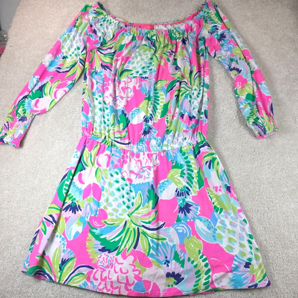Lilly Pulitzer Lana Skort Romper Womens XS Pink Pineapple Print Off the Shoulder
